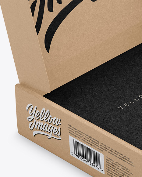 Kraft Opened Box Mockup - Half Side View