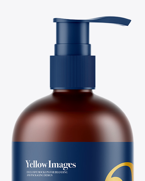 Frosted Amber Bottle with Liquid Soap Mockup