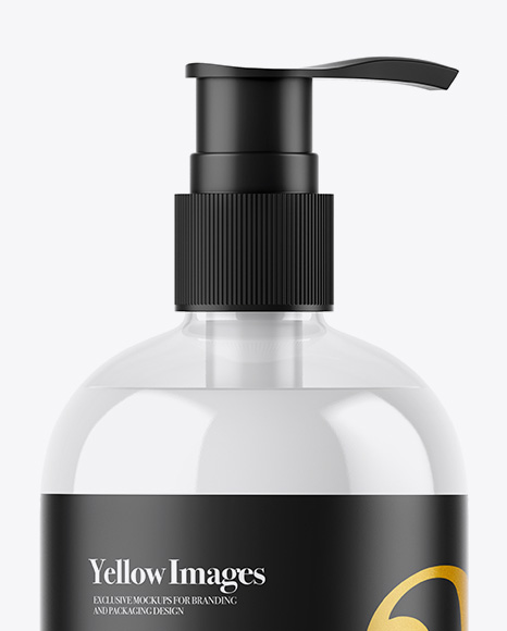 Clear Liquid Soap Bottle with Pump Mockup