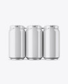 Pack with 6 Glossy Aluminium Cans with Plastic Holder Mockup