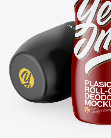 Matte Roll-On Deodorant Mockup - Front View (High-Angle Shot)