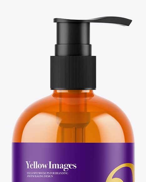 Orange Liquid Soap Bottle with Pump Mockup