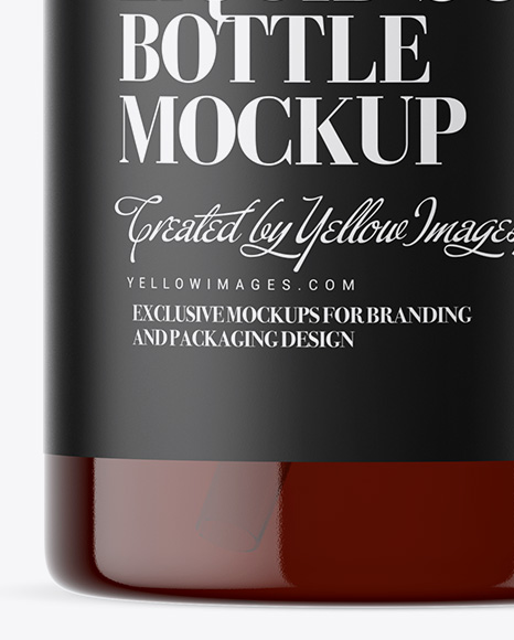 Amber Liquid Soap Bottle with Pump Mockup