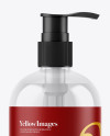 Clear Liquid Soap Bottle with Pump Mockup