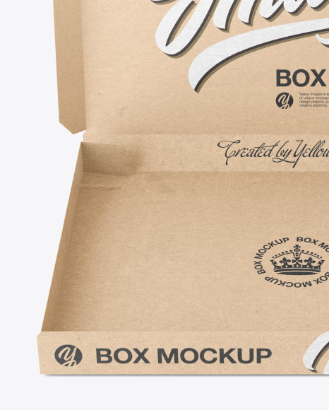 Opened Kraft Box Mockup - Front View (High-Angle Shot)