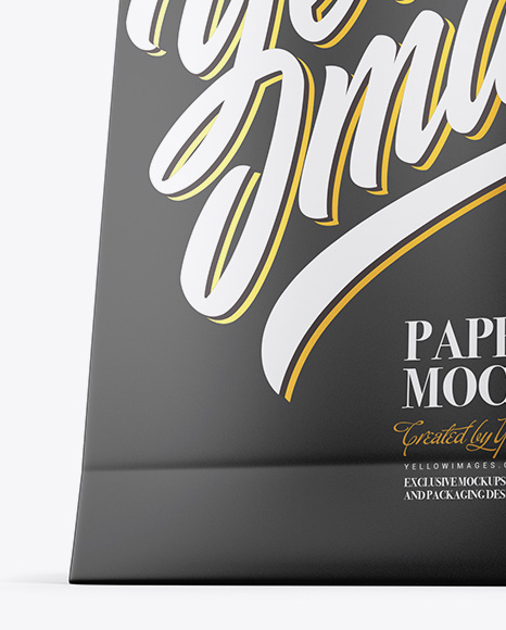 Matte Paper Bag w/ Label Mockup - Half Side View