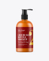 Frosted Orange Bottle with Liquid Soap Mockup Frosted Orange Bottle with Liquid Soap Mockup