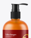 Frosted Orange Bottle with Liquid Soap Mockup Frosted Orange Bottle with Liquid Soap Mockup
