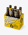 White Paper 6 Pack Amber Bottle Carrier Mockup - 3/4 View (High-Angle Shot)