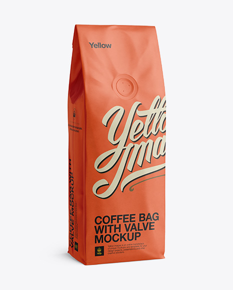 250g Coffee Bag With Valve Mockup - Half-Turned View