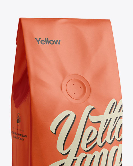 250g Coffee Bag With Valve Mockup - Half-Turned View