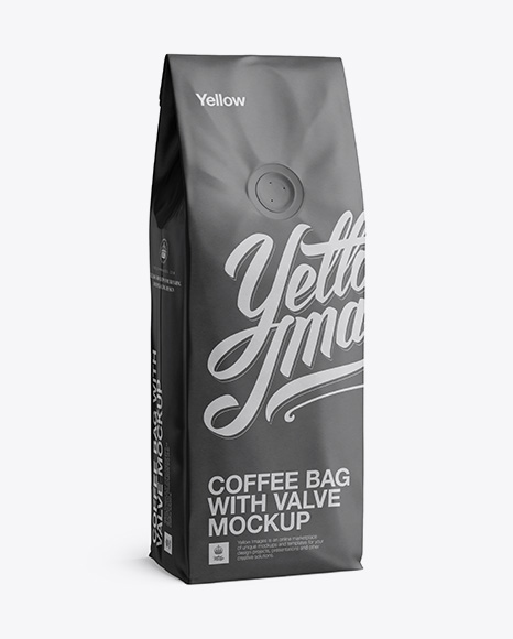 250g Coffee Bag With Valve Mockup - Half-Turned View