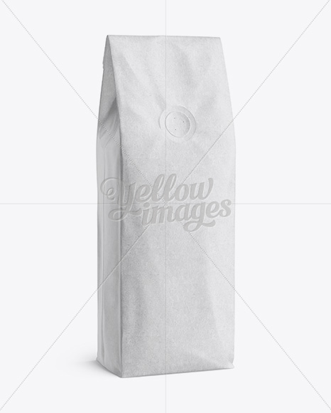 250g Kraft Coffee Bag With Valve Mockup - Half-Turned View