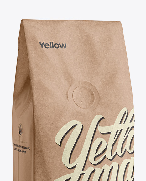 250g Kraft Coffee Bag With Valve Mockup - Half-Turned View