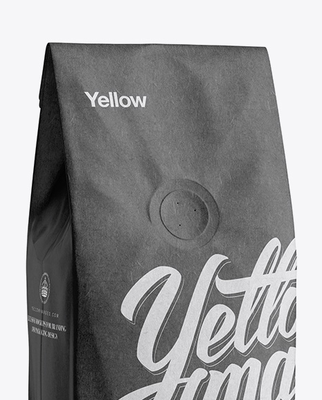 250g Kraft Coffee Bag With Valve Mockup - Half-Turned View