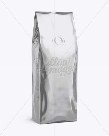 250g Foil Coffee Bag With Valve Mockup - Half-Turned View