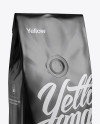 250g Matte Metallic Coffee Bag With Valve Mockup - Half-Turned View