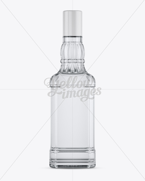 Clear Glass Vodka Bottle Mockup - Front View Clear Glass Vodka Bottle Mockup - Front View