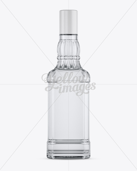 Clear Glass Vodka Bottle Mockup - Front View