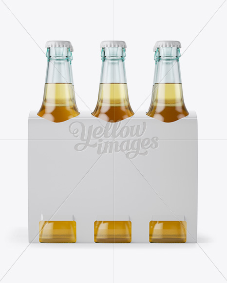 White Paper 6 Pack Beer Bottle Carrier Mockup - Front View