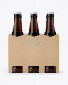 Kraft Paper 6 Pack Amber Bottle Carrier Mockup - Front View