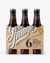 Kraft Paper 6 Pack Amber Bottle Carrier Mockup - Front View