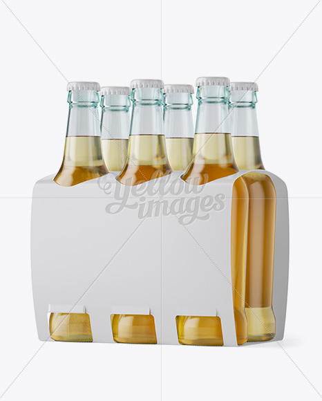 White Paper 6 Pack Beer Bottle Carrier Mockup - Halfside View