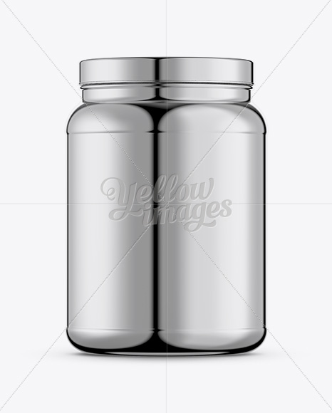 2lb Chrome Protein Jar Mockup - Free Download Images High Quality PNG