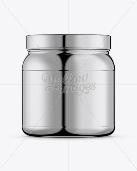 1Lb Chrome Protein Jar Mockup