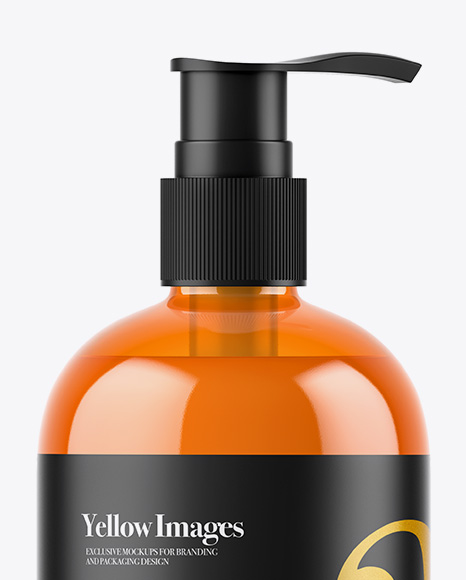 Orange Liquid Soap Bottle with Pump Mockup