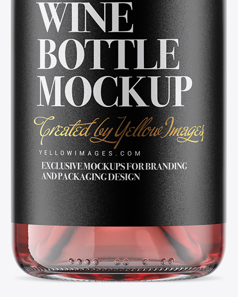 Clear Glass Pink Wine Bottle Mockup