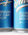 Pack with 6 Matte Metallic Aluminium Cans with Plastic Holder Mockup