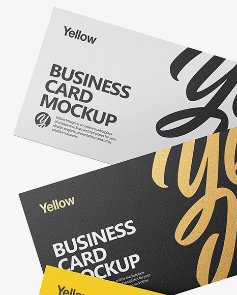 Three Textured Business Cards Mockup - Front View