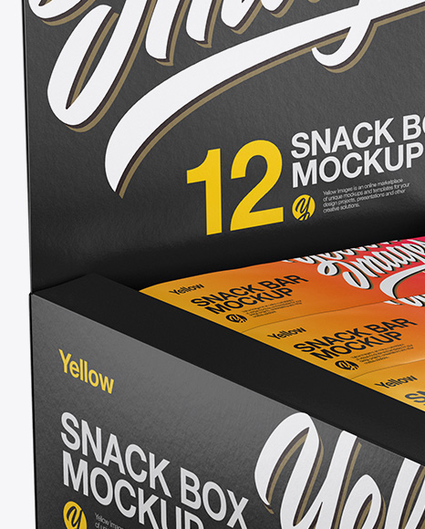 12 Snack Bars Display Box Mockup - Halfside View (High-Angle Shot)