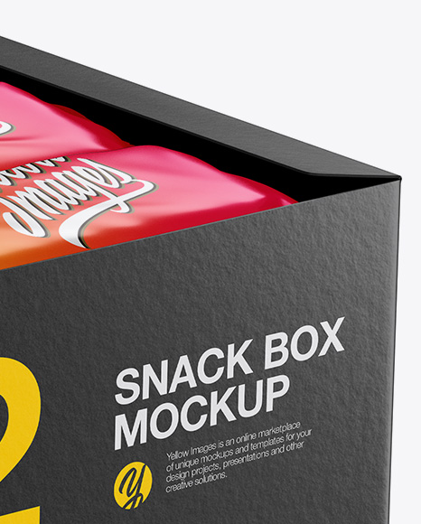 12 Snack Bars Display Box Mockup - Halfside View (High-Angle Shot