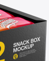 12 Snack Bars Display Box Mockup - Halfside View (High-Angle Shot)