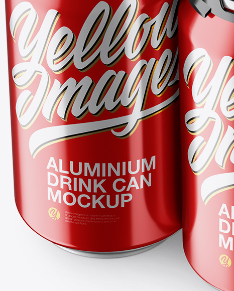 Pack with 6 Metallic Aluminium Cans with Plastic Holder Mockup