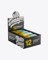 12 Metallic Snack Bars Display Box Mockup - Halfside View (High-Angle Shot)