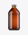 Amber Glass Bottle With Lager Beer Mockup