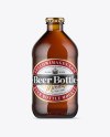 Amber Glass Bottle With Lager Beer Mockup