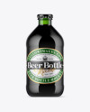 Green Glass Bottle With Stout Beer Mockup