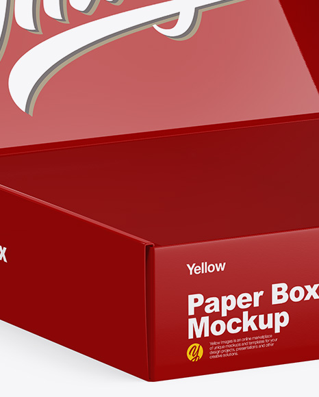 Glossy Opened Box Mockup - Half Side View