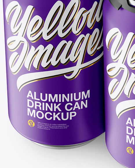 Pack with 6 Matte Aluminium Cans with Plastic Holder Mockup