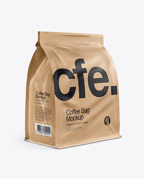 Kraft Paper Coffee Bag With Tin-Tie Mockup - Half Side View