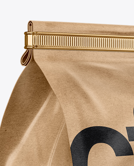 Kraft Paper Coffee Bag With Tin-Tie Mockup - Half Side View