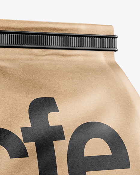 Kraft Paper Coffee Bag With Tin-Tie Mockup - Half Side View