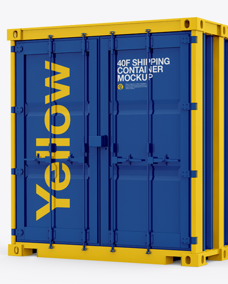 40F Shipping Container Mockup - Halfside View