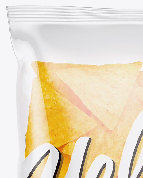 Clear Plastic Bag With Nachos Mockup