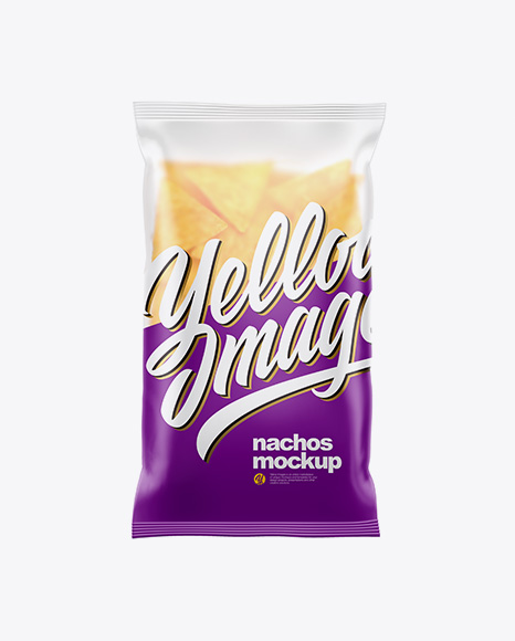 Matte Plastic Bag With Nachos Mockup