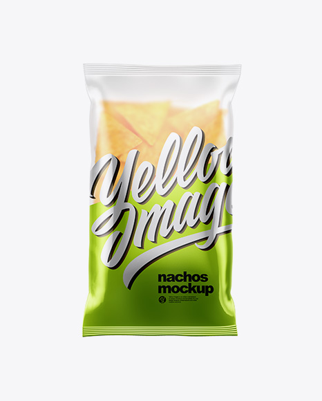 Matte Plastic Bag With Nachos Mockup